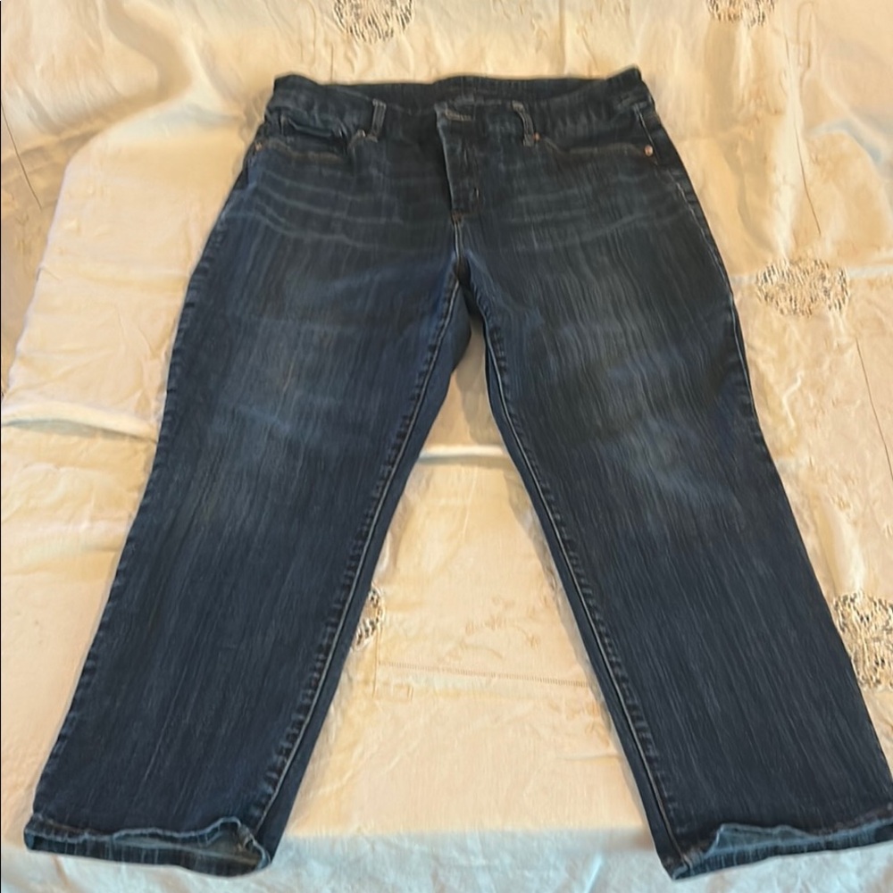 Chico's Blue Ankle Cropped Jeans with Faded Wash